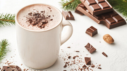 Wall Mural - Cup of hot cocoa made with dark chocolate