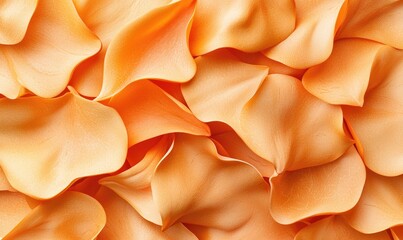 Close-up of scattered orange flower petals for a natural, organic backdrop. Perfect for floral-themed designs and romantic settings.