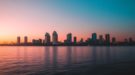 Poster - San Diego Skyline at Sunset