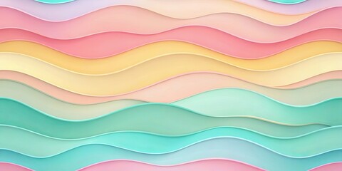 Wall Mural - Pastel colored wavy shapes perfect for background or wallpaper