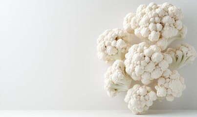 Fresh white cauliflower on a light background, perfect for recipes, healthy eating, and food photography. High-resolution image.