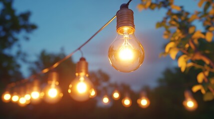 Wall Mural - String Lights at Dusk