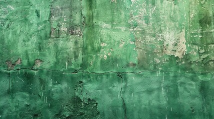 Canvas Print - Green painted cement wall with varying light and dark shades for background.