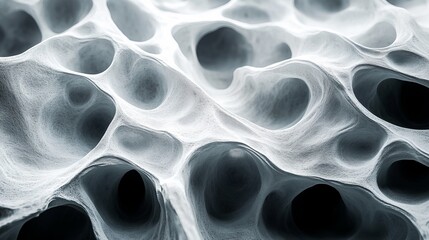 Wall Mural - The image is a close up of a white and gray object with many holes