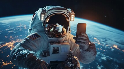 Wall Mural - Astronaut Taking a Selfie in Space