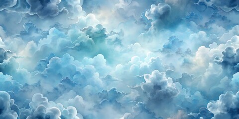 Wall Mural - Gradient blue and gray wallpaper with wispy cloud patterns, calming and peaceful design for background use