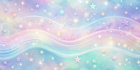 Wall Mural - Soothing pastel wallpaper with wave textures and star sparkles perfect for relaxation and tranquility