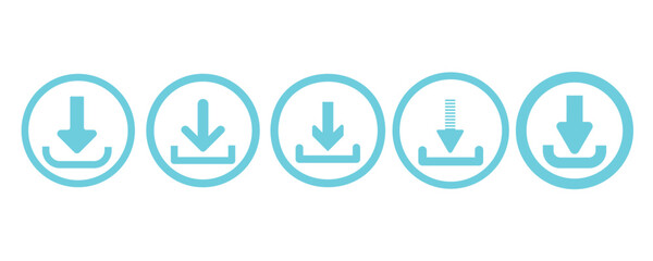 Poster - Download icon set. Download button Collection. Download files icon set. simple download icon, upload icon, isolated on white background. Arrow downloading icon. Vector illustration.