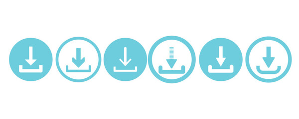 Poster - Download arrow button icon set.  install symbol. upload icon, file download symbol, Software download icon