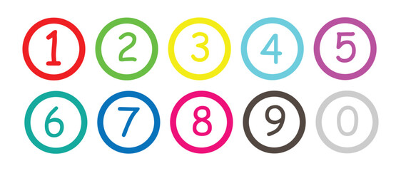 Poster - Simple circle with numbers 0 to 10 inside. Vector illustration on white background. Set of Round 1-9 Numbers Icon Vector.