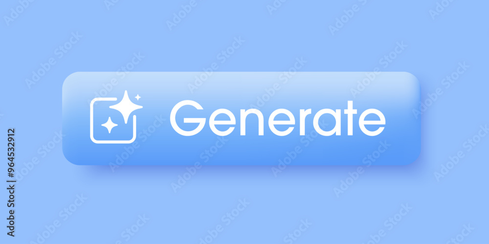 3D Generate AI button. AI stars icon. Artificial intelligence and ...