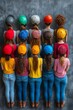 © Sebastian - Diverse group of women in colorful hats and casual outfits, standing in a row.