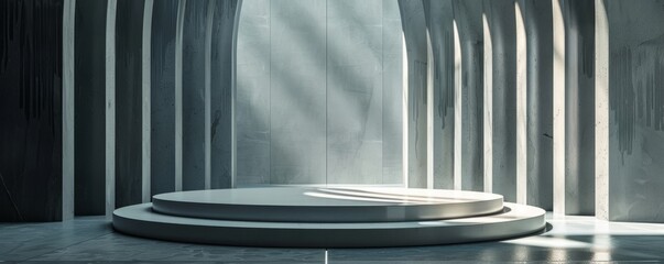 Poster - mockup of a podium with a sleek, minimalist design.