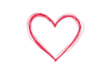 A simple hand-drawn red heart symbol on a transparent background, perfect for Valentine's Day, love themes, and romantic designs.