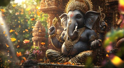 Wall Mural - Lord Ganesha, generative AI