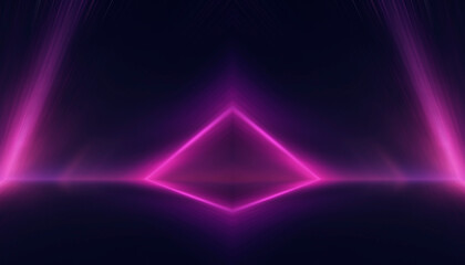 Sticker - Neon tunnel with geometric lamps, pink and purple light, dark corridor, futuristic dark neon portal.