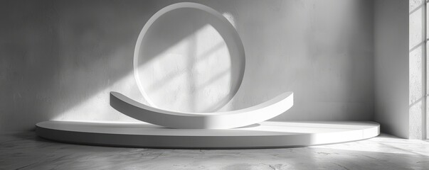 Poster - design a podium mockup with a smooth, curved design.
