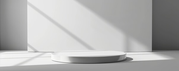 Poster - Mockup of a podium with a glossy white finish.