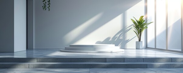 Poster - Design a podium mockup with a high-tech, modern look.