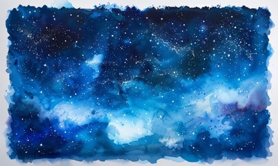 Wall Mural - Abstract starry night sky in watercolor on a white canvas.