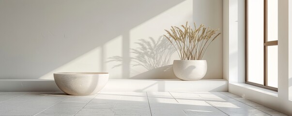 Poster - Minimalist white pedestal, creating a clean, elegant display in a bright room.