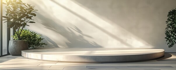 Poster - design a podium mockup with a smooth, curved design.
