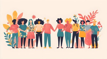 An illustration depicting a diverse group of people, symbolizing unity and diversity