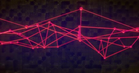 Poster - Animation of network of connections and shapes on black background