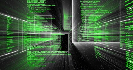 Poster - Animation of data processing on black background