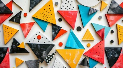 Vibrant Abstract Paper Arts Collage with Geometric Shapes and Bold Colors on White Background