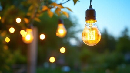 Wall Mural - Warm Glow of String Lights in a Garden