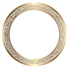 Poster - Gold Greek Key Pattern Circle Frame