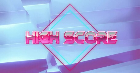 Poster - Animation of high score text over blue shapes
