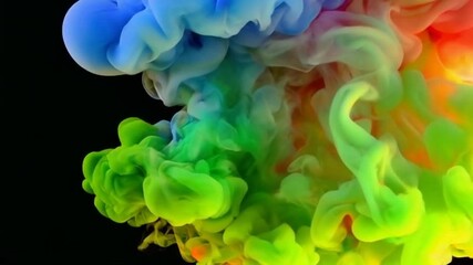 Poster - A vibrant explosion of multicolored smoke, dynamically spreading against a dark background.