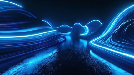 Poster - Abstract background with glowing neon lines and dark surface.
