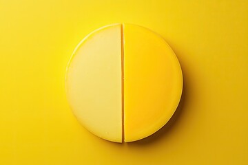 Poster - Bright yellow circular object with a split design, ideal for textures, backgrounds, and creative projects.