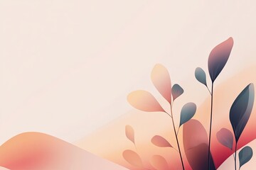 Poster - Elegant abstract illustration with soft curves and delicate leaves, perfect for nature-themed designs and backgrounds.