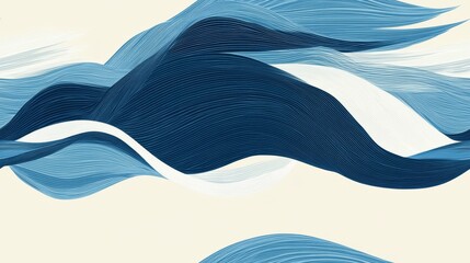 Wall Mural - Abstract Seamless Background with Flowing Blue Waves and Cream Accents for Modern Design Projects