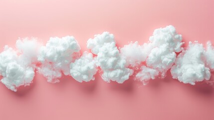 Wall Mural - Frame Border Background of Cloud Computing Concept with Fluffy White Clouds on Pink Backdrop