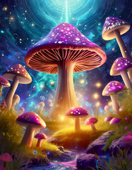 Wall Mural - Psychedelic magic mushrooms