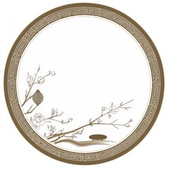 Poster - Circular Frame with Berries and Leaves