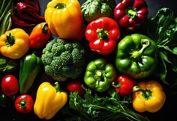 vibrant display fresh vegetables illuminated natural light showcasing rich colors textures, veggie, organic, produce, harvest, garden, seasonal, culinary