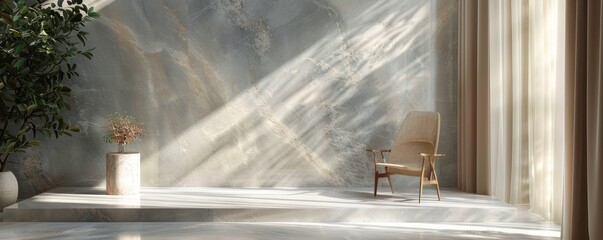 Wall Mural - White marble pedestal with a smooth finish, set against a luxurious backdrop.