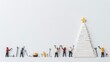 © Ryzhkov - Minimalist Image of Characters with Wrenches Constructing a Christmas Tree