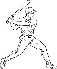 Wall Mural - Baseball Player line art vector illustration