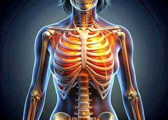 Aufkleber - 3D rendering of female rib cage with realistic texture and ambient lighting