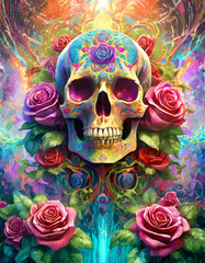 Wall Mural - Psychedelic human skull