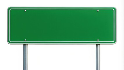 Green road sign with blank space for text isolated on white background