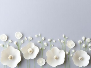 Poster - Minimalist Kraft Paper Flower Arrangement on Soft Gray Background