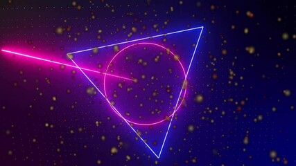 Poster - Animation of red spots over neon shapes moving